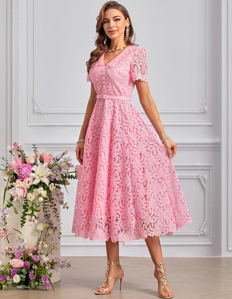 DRESS STYLE - SY1446-Midi Dress-onlinemarkat-Pink-XS - US 2-onlinemarkat