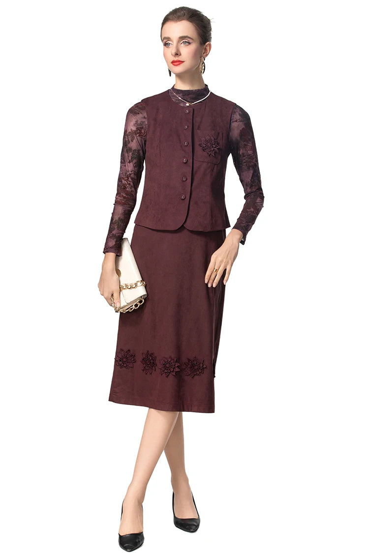 SUIT STYLE - SY1571-Suits and Sets-onlinemarkat-Claret-XS - US 2-onlinemarkat