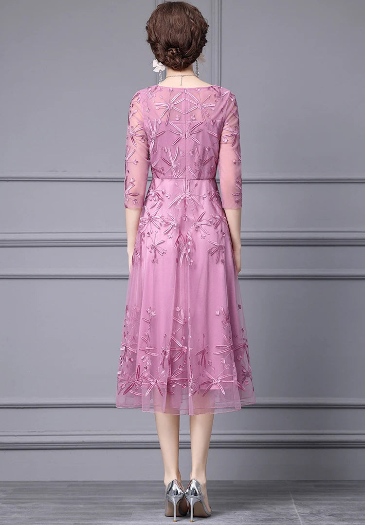 DRESS STYLE - SY1046-Midi Dress-onlinemarkat-Lotus root color-XS - US 2-onlinemarkat