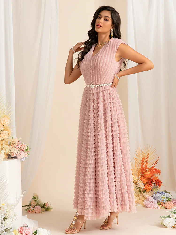 DRESS STYLE - SY1457-maxi dress-onlinemarkat-Pink-XS - US 2-onlinemarkat