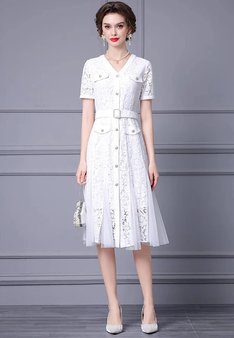 DRESS STYLE - SY978-Midi Dress-onlinemarkat-Creamy-White-XS - US 2-onlinemarkat
