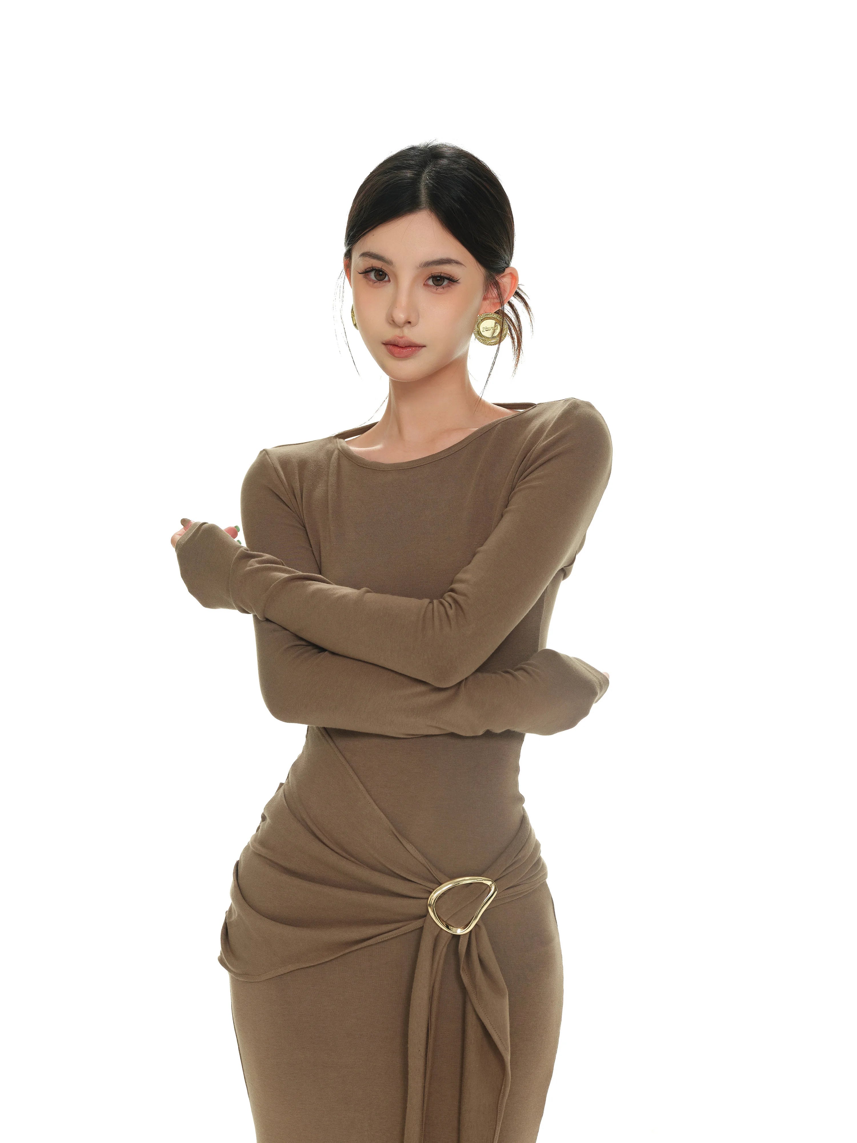 DRESS STYLE - SY1874-maxi dress-onlinemarkat-XS - US 2-Camel-onlinemarkat