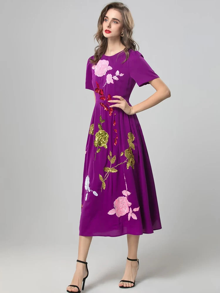 DRESS STYLE - SY1830-Midi Dress-onlinemarkat-XS - US 2-Purple-onlinemarkat