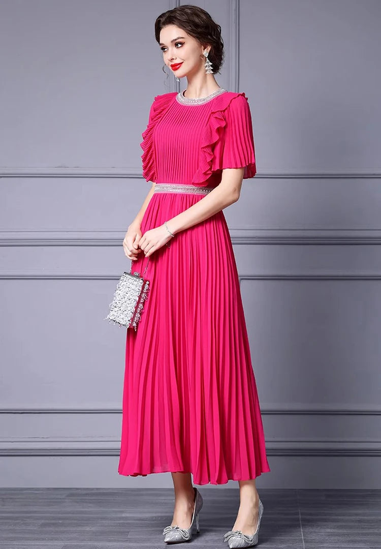 DRESS STYLE - SY1252-maxi dress-onlinemarkat-Fuchsia-XS - US 2-onlinemarkat