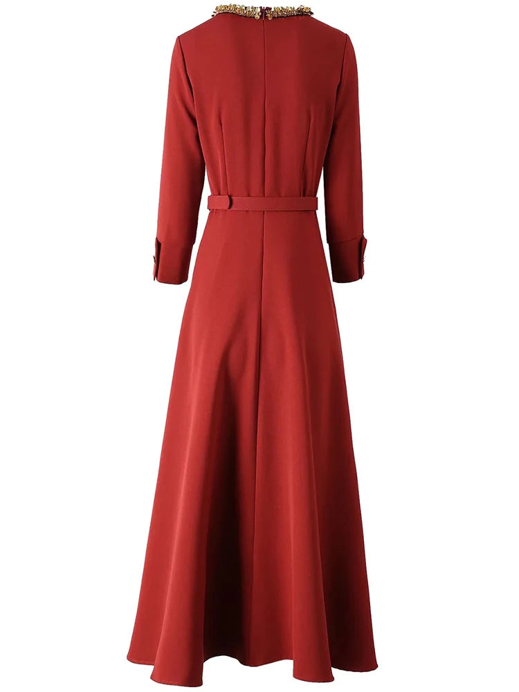 DRESS STYLE - SY1850-Midi Dress-onlinemarkat-Red-XS - US 2-onlinemarkat