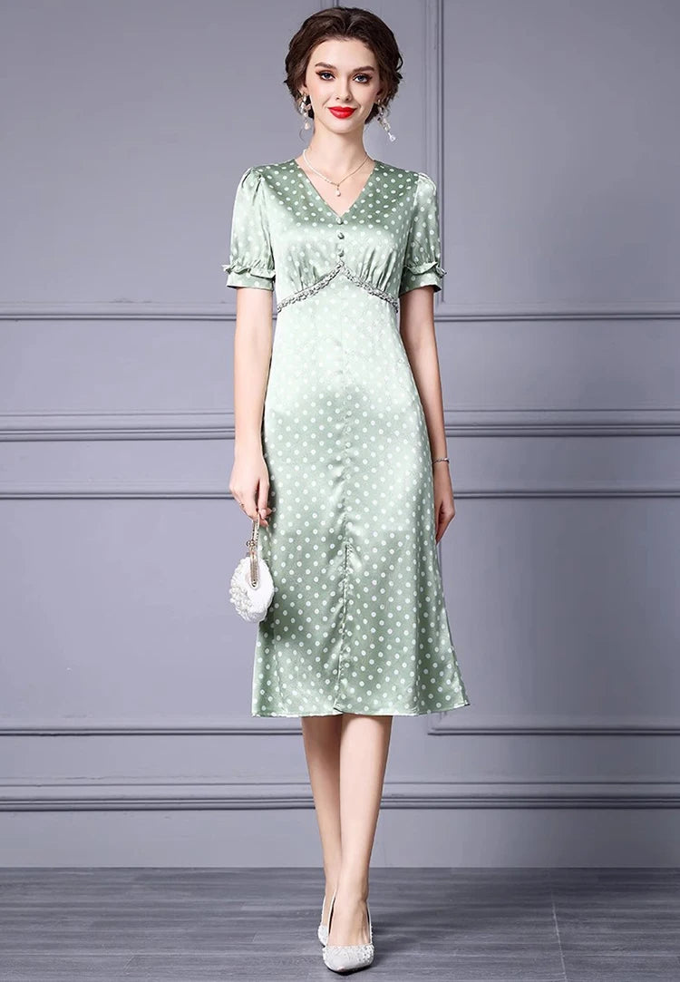 DRESS STYLE - SY1257-Midi Dress-onlinemarkat-green-XS - US 2-onlinemarkat