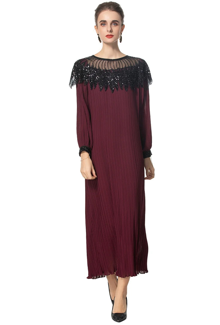 DRESS STYLE - SY1668-maxi dress-onlinemarkat-Claret-S - US 4-onlinemarkat