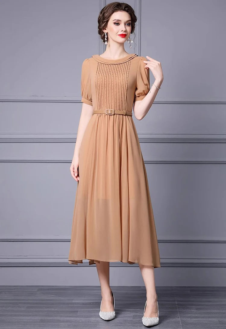 DRESS STYLE - SY1151-Midi Dress-onlinemarkat-Champagne-L - US 8-onlinemarkat