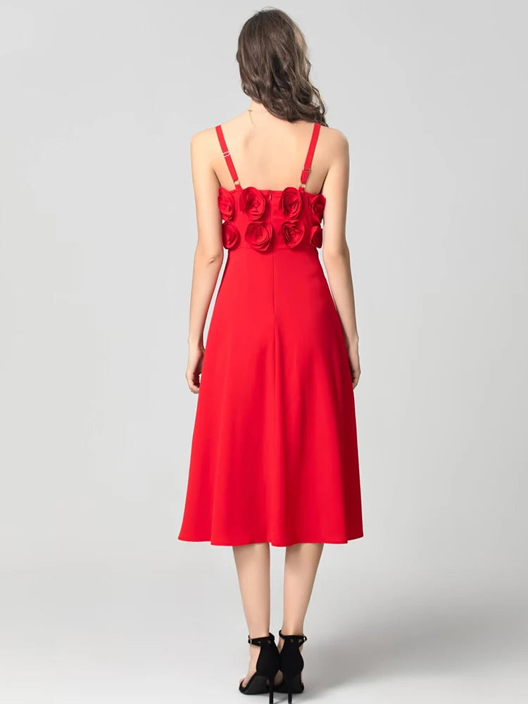 DRESS STYLE - SY1797-Midi Dress-onlinemarkat-XS - US 2-Red-onlinemarkat