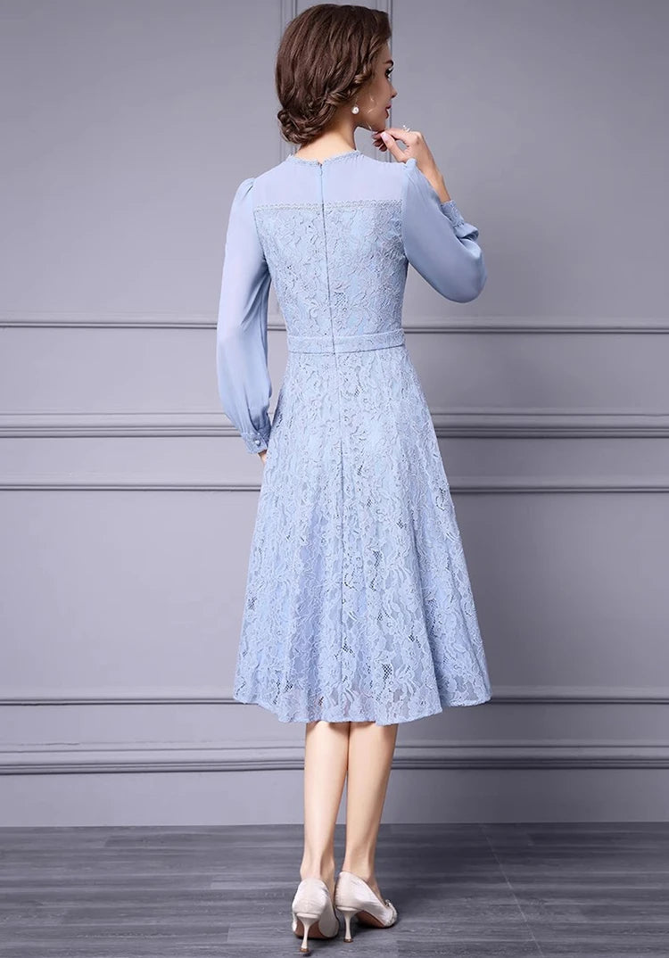 DRESS STYLE - SY1346-Midi Dress-onlinemarkat-Sky Blue-XS - US 2-onlinemarkat