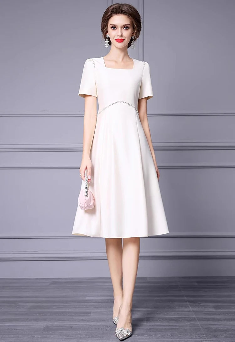 DRESS STYLE - SY1339-short dress-onlinemarkat-Ivory-XS - US 2-onlinemarkat