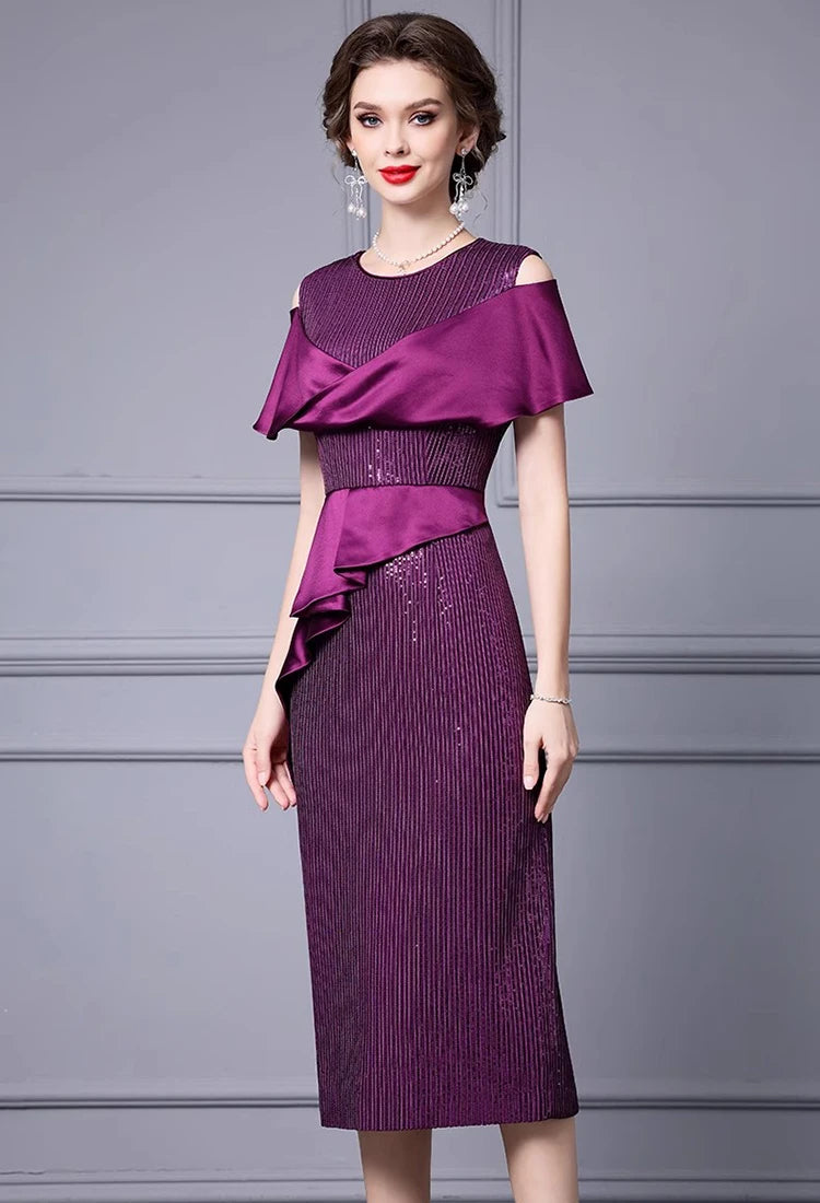 DRESS STYLE - SY1116-Midi Dress-onlinemarkat-Purple-M - US 6-onlinemarkat