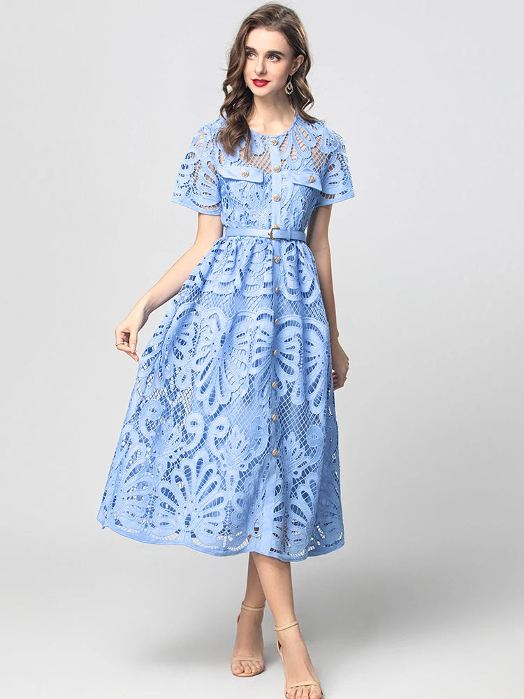 DRESS STYLE - SY1843-Midi Dress-onlinemarkat-XS - US 2-Blue-onlinemarkat