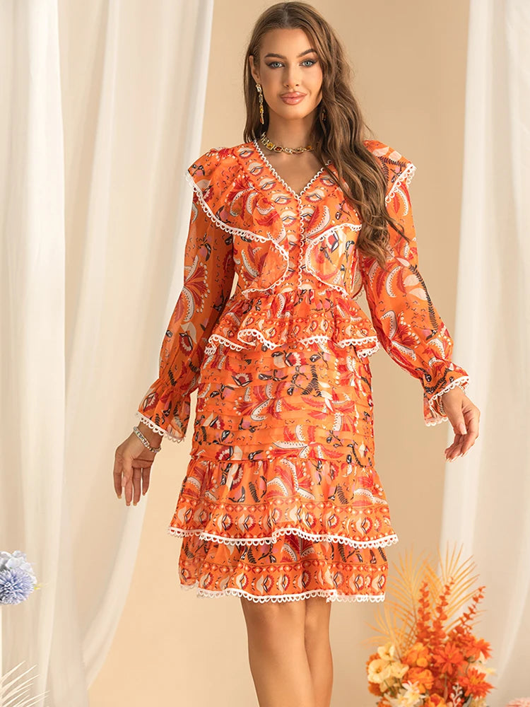 DRESS STYLE - SY1579-short dress-onlinemarkat-Orange-XS - US 2-onlinemarkat