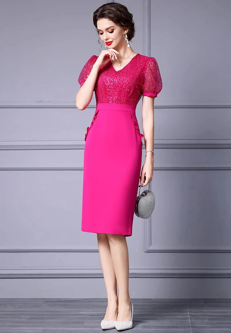 DRESS STYLE - SY1276-short dress-onlinemarkat-Fuchsia-XS - US 2-onlinemarkat