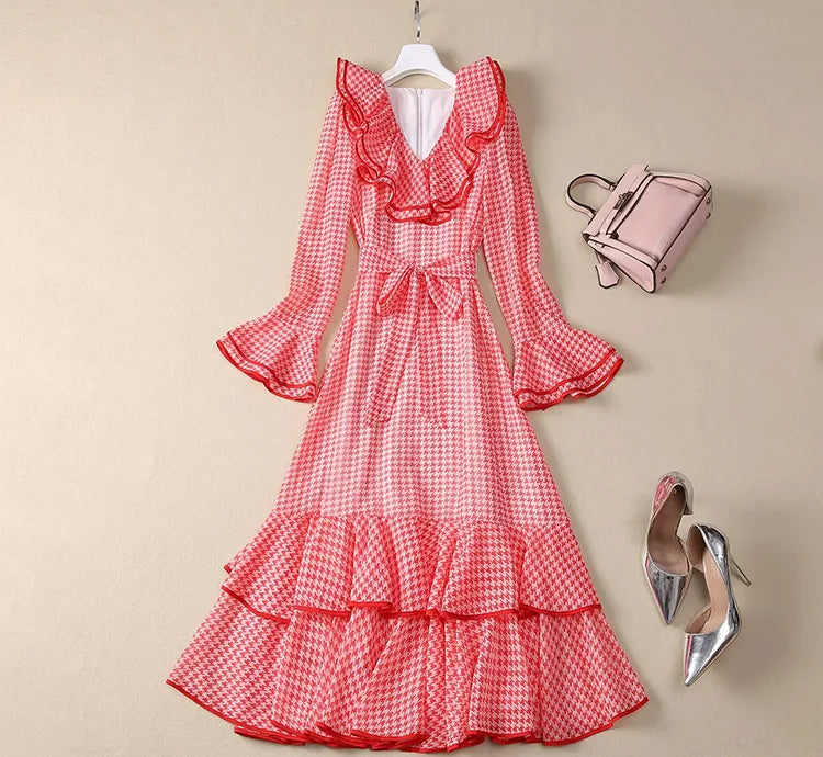 DRESS STYLE - SY1336-Midi Dress-onlinemarkat-Red-XS - US 2-onlinemarkat