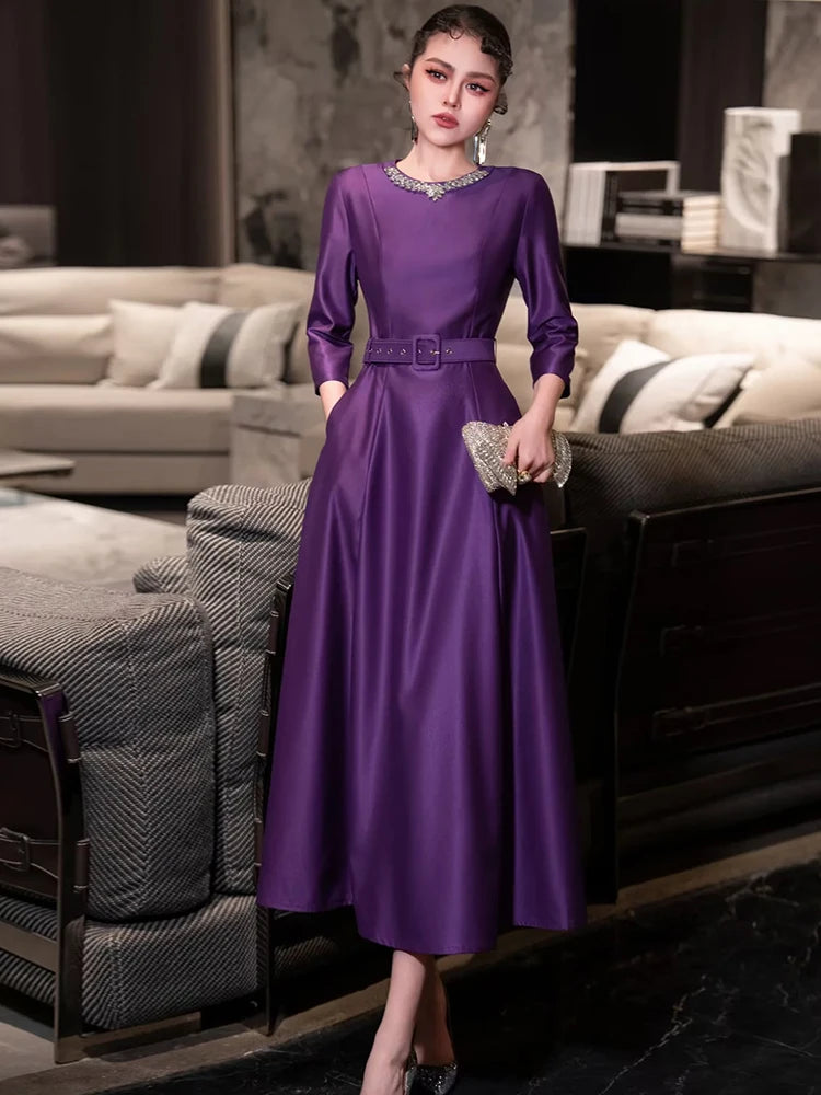 DRESS STYLE - SY1899-Midi Dress-onlinemarkat-XS - US 2-Purple-onlinemarkat