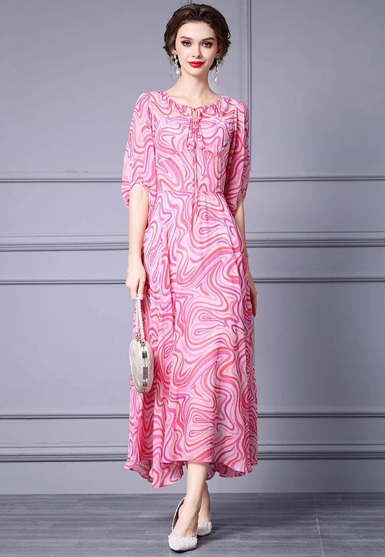 DRESS STYLE - SY1251-Midi Dress-onlinemarkat-Pink-XS - US 2-onlinemarkat