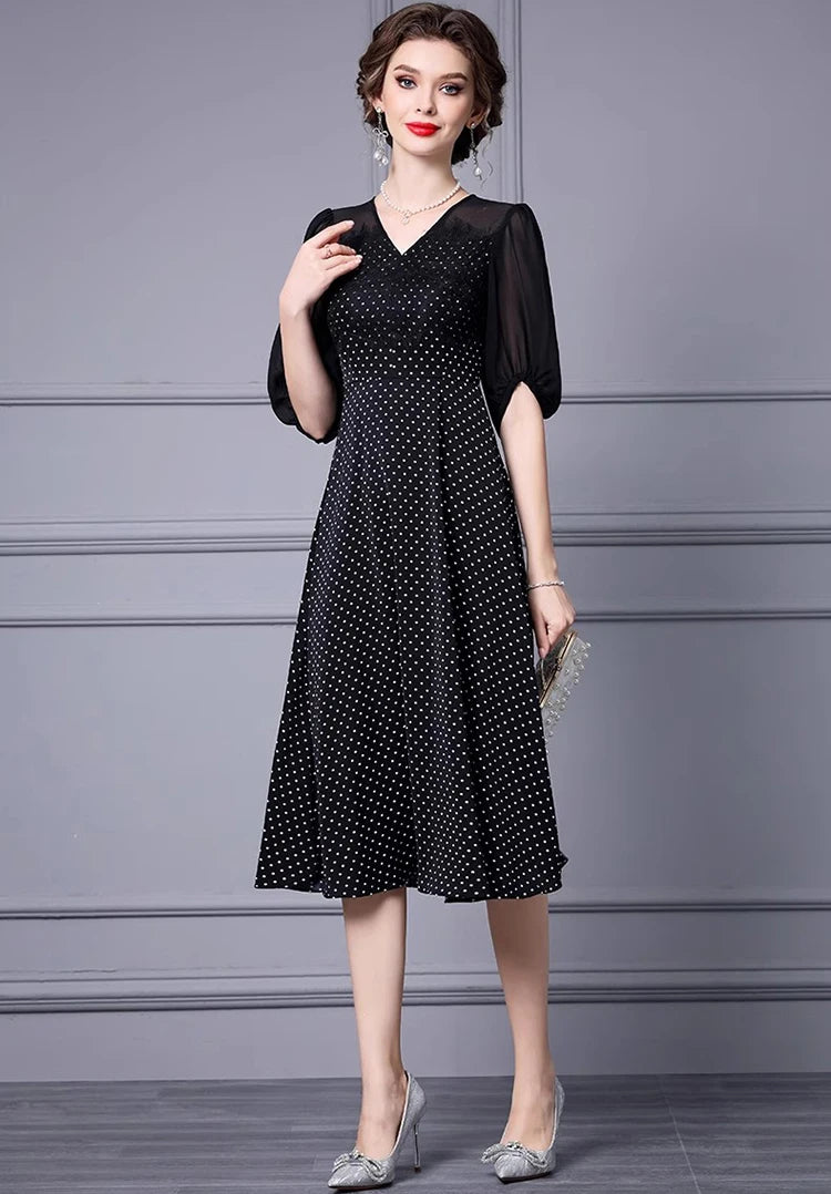 DRESS STYLE - SY1038-Midi Dress-onlinemarkat-Black-XS - US 2-onlinemarkat