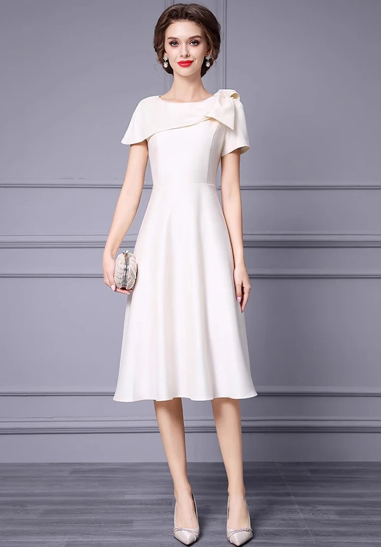 DRESS STYLE - SY1340-Midi Dress-onlinemarkat-Ivory-XS - US 2-onlinemarkat