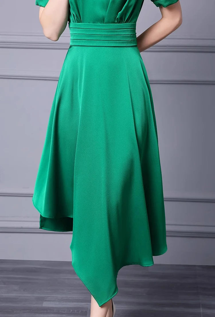 DRESS STYLE - SY1118-Midi Dress-onlinemarkat-Green-XS - US 2-onlinemarkat