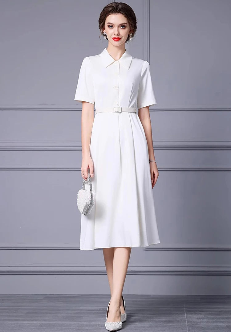 DRESS STYLE - SY1344-Midi Dress-onlinemarkat-Ivory-XS - US 2-onlinemarkat