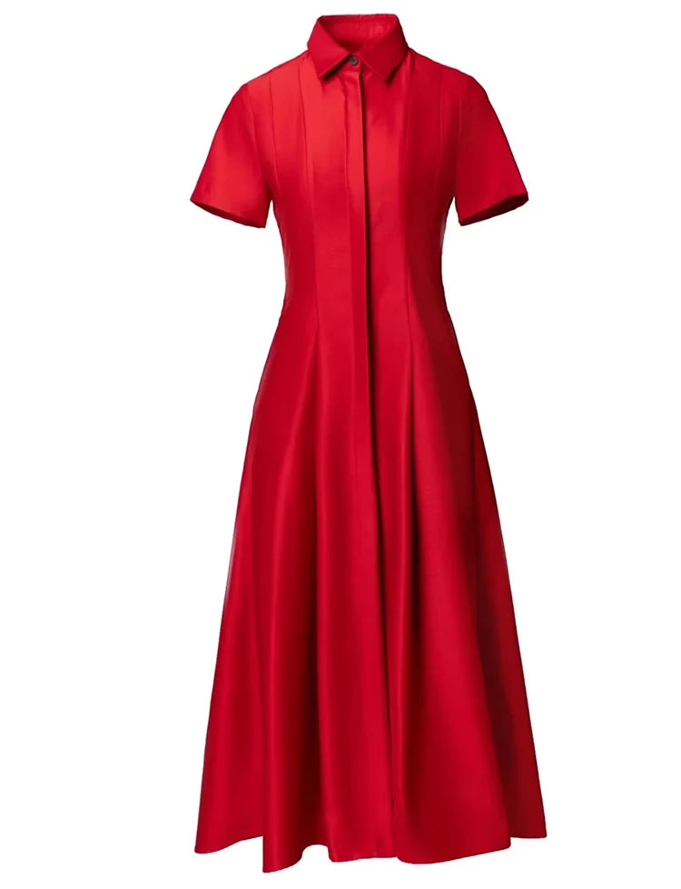 DRESS STYLE - SY1004-Midi Dress-onlinemarkat-Red-S - US 4-onlinemarkat