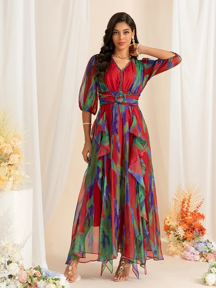 DRESS STYLE - SY1138-maxi dress-onlinemarkat-MULTI-XS - US 2-onlinemarkat