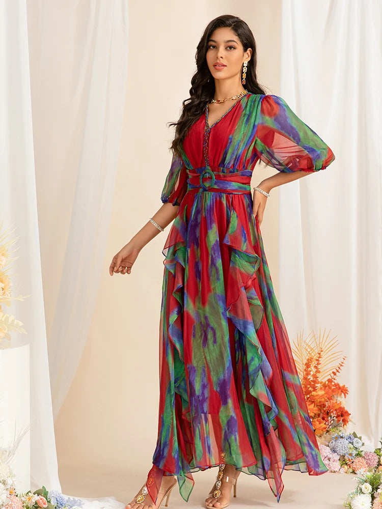 DRESS STYLE - SY1138-maxi dress-onlinemarkat-MULTI-XS - US 2-onlinemarkat