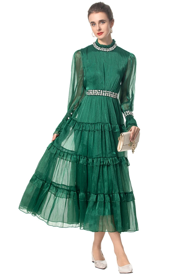 DRESS STYLE - SY1531-Midi Dress-onlinemarkat-Green-XS - US 2-onlinemarkat