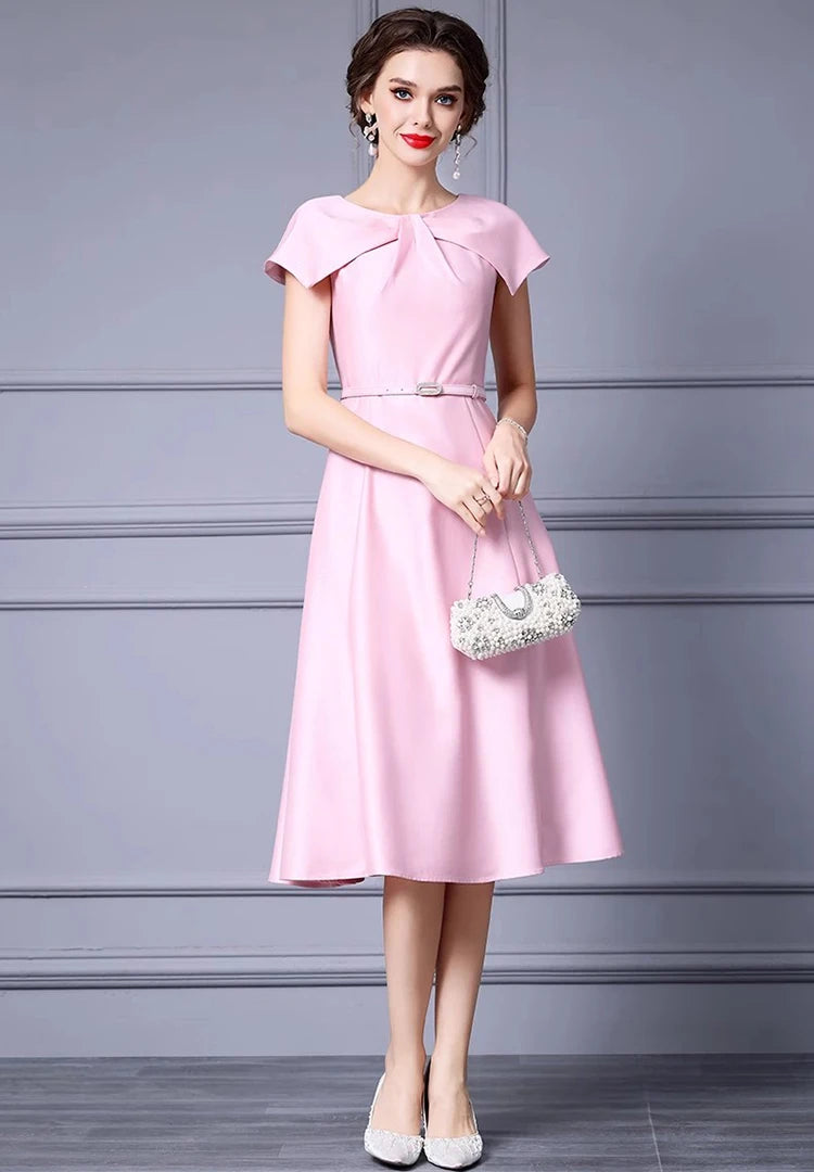 DRESS STYLE - SY1255-Midi Dress-onlinemarkat-Pink-XS - US 2-onlinemarkat