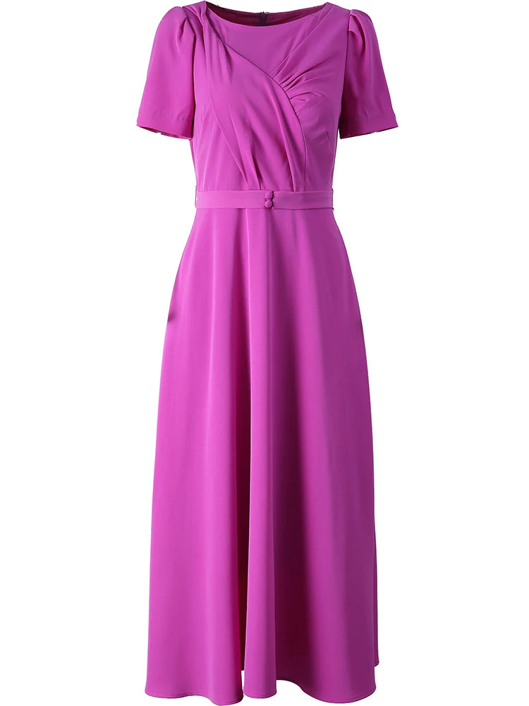 DRESS STYLE - SY1425-Midi Dress-onlinemarkat-Fuchsia-XS - US 2-onlinemarkat