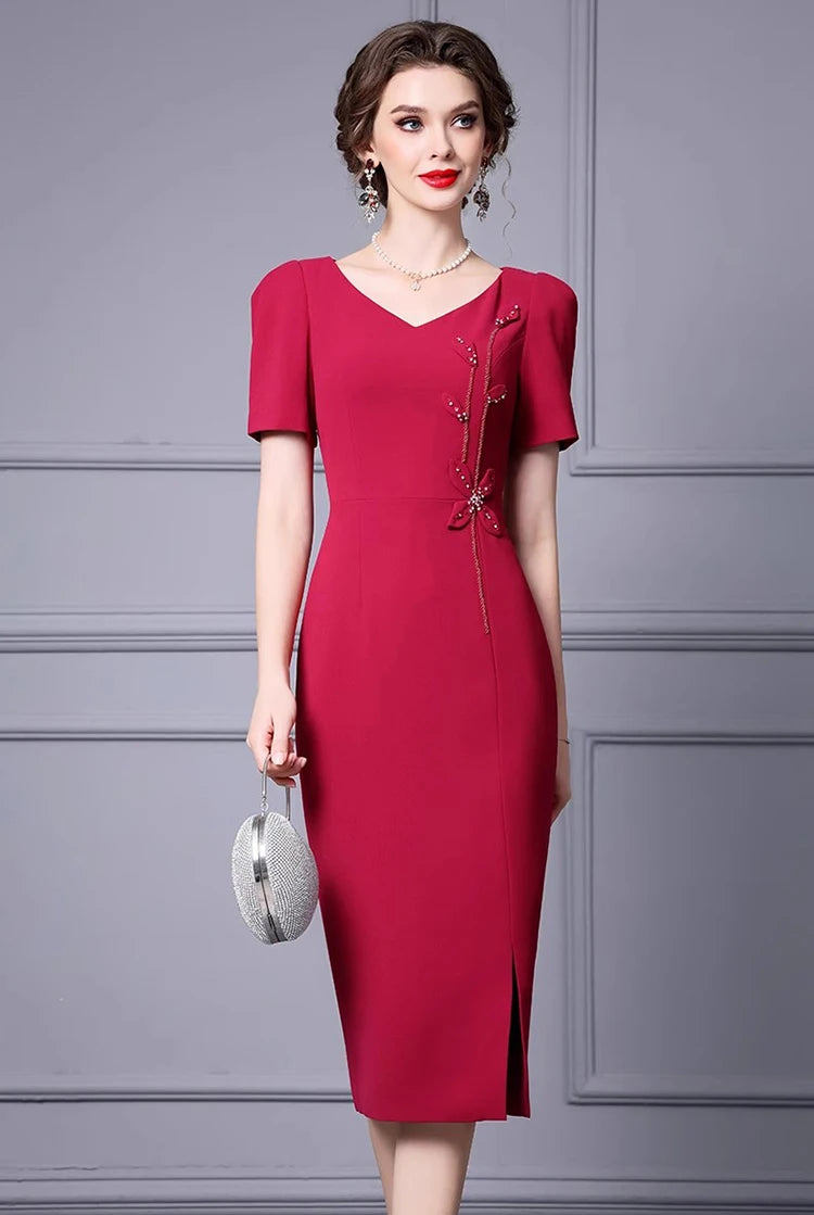 DRESS STYLE - SY1158-Midi Dress-onlinemarkat-Orange-XL-onlinemarkat