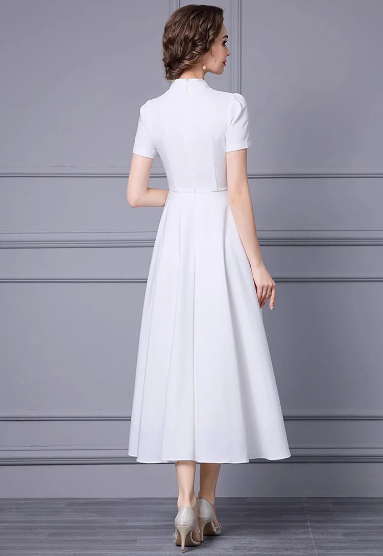 DRESS STYLE - SY1124-Midi Dress-onlinemarkat-WHITE-XS - US 2-onlinemarkat