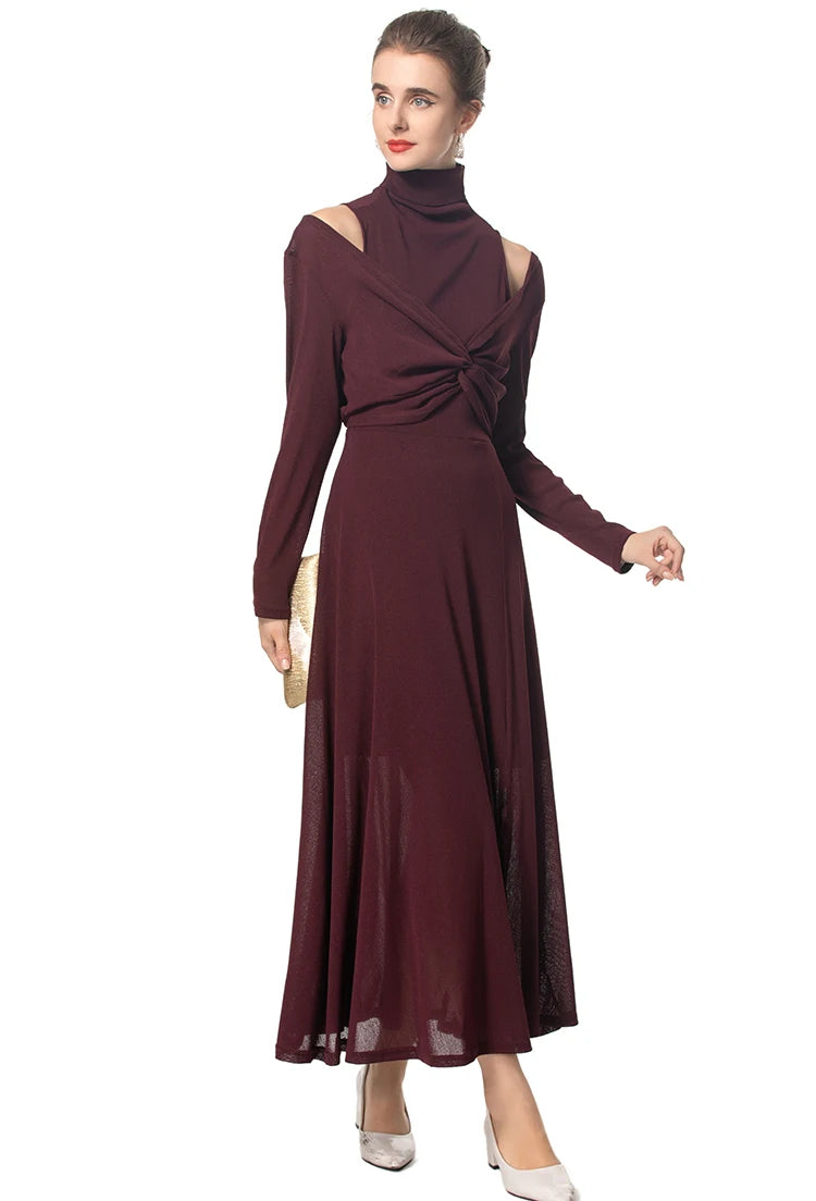 DRESS STYLE - SY1533-maxi dress-onlinemarkat-Brown-XS - US 2-onlinemarkat