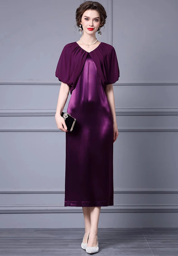 DRESS STYLE - SY982-Midi Dress-onlinemarkat-Purple-L - US 8-onlinemarkat