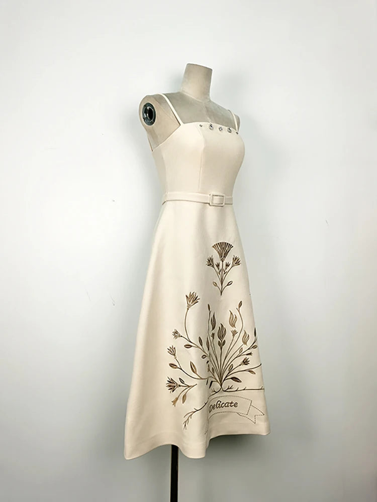 DRESS STYLE - SY1385-Midi Dress-onlinemarkat-Beige-XS - US 2-onlinemarkat