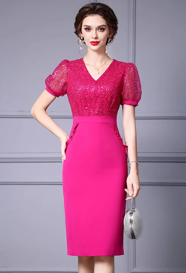 DRESS STYLE - SY1276-short dress-onlinemarkat-Fuchsia-XS - US 2-onlinemarkat