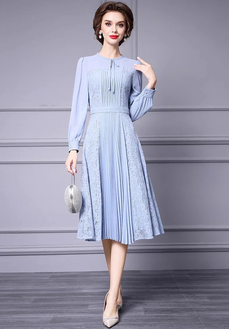 DRESS STYLE - SY1346-Midi Dress-onlinemarkat-Sky Blue-S - US 4-onlinemarkat