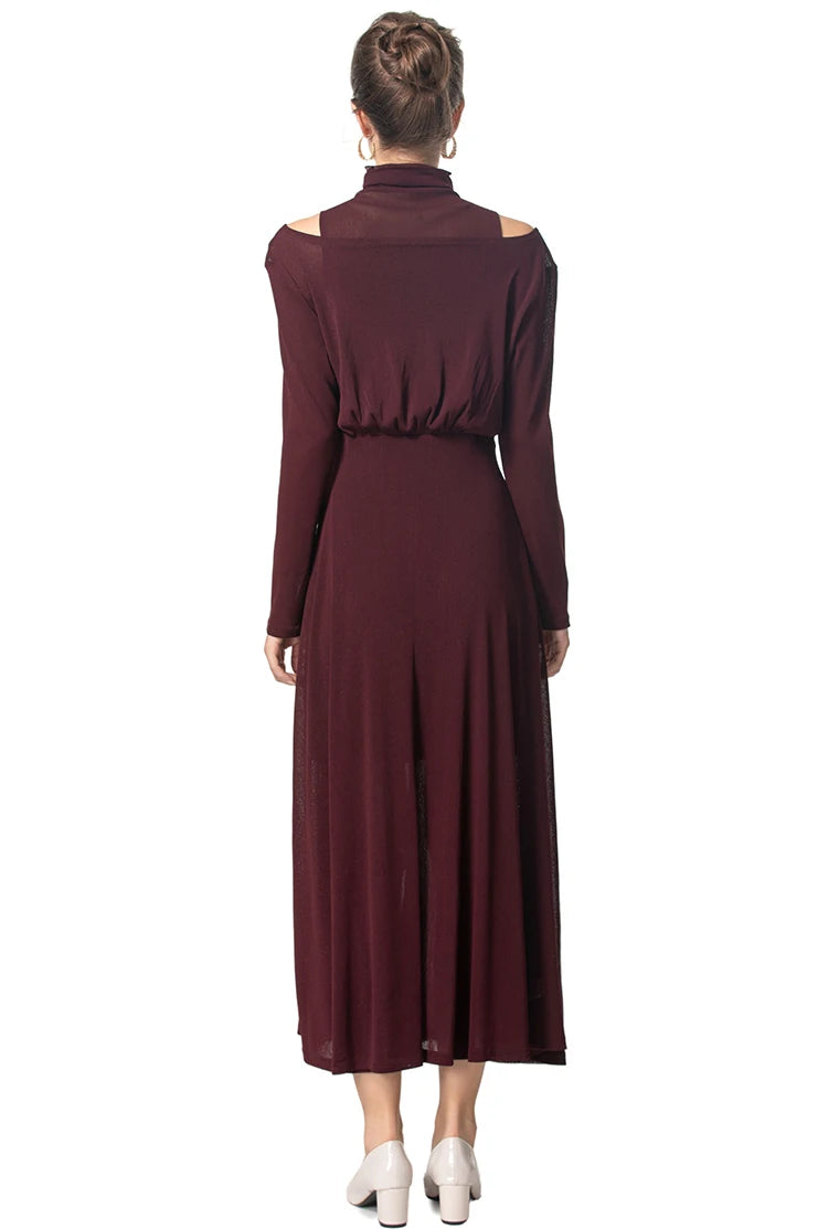 DRESS STYLE - SY1533-maxi dress-onlinemarkat-Brown-XS - US 2-onlinemarkat