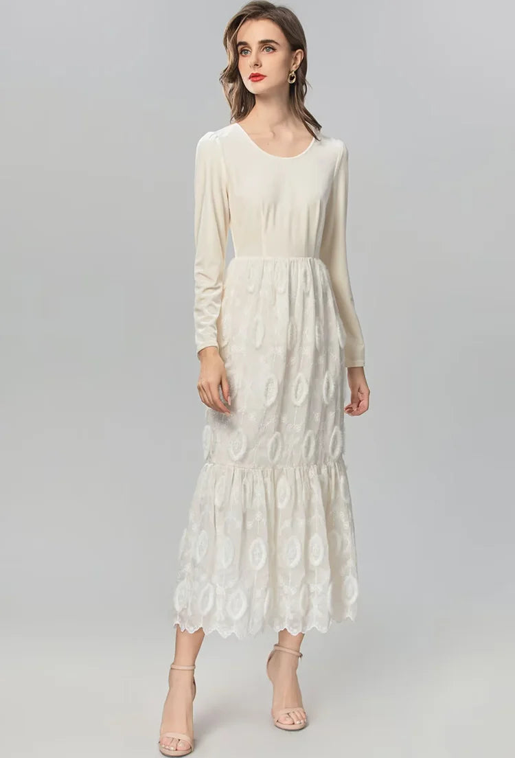 DRESS STYLE - SY1338-Midi Dress-onlinemarkat-Ivory-XS - US 2-onlinemarkat