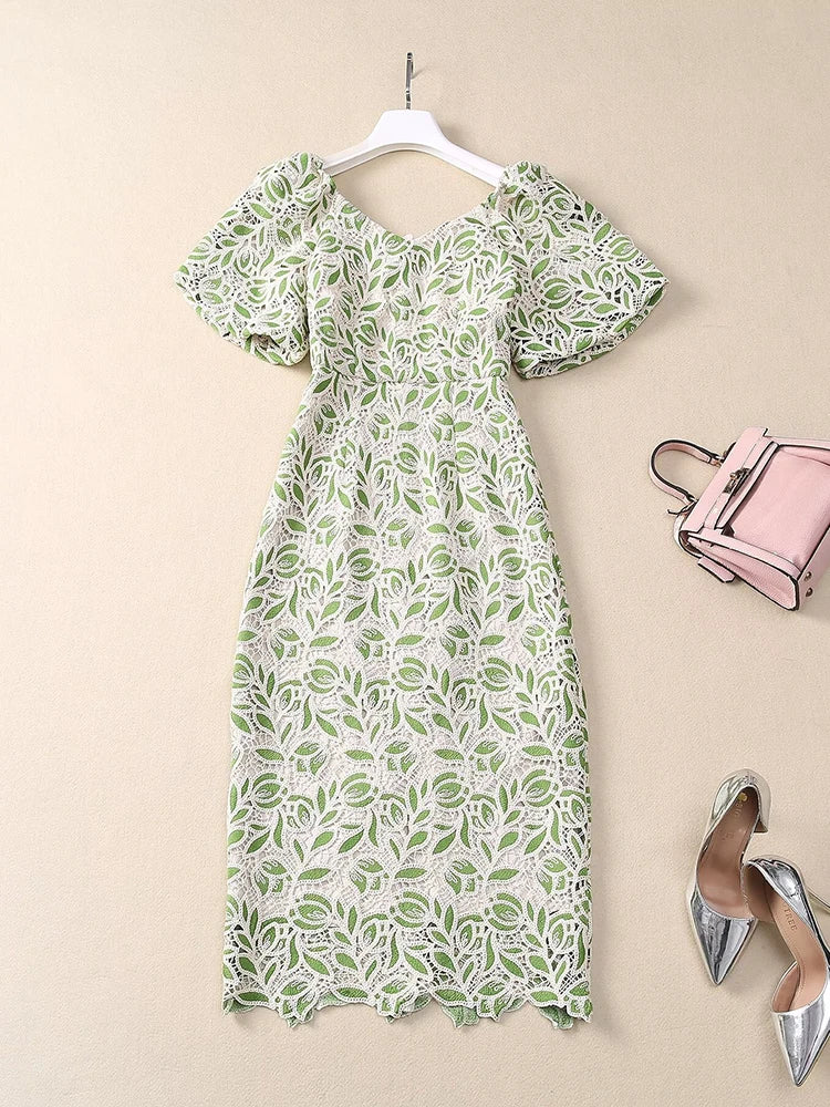 DRESS STYLE - SY1861-Midi Dress-onlinemarkat-XS - US 2-Green-onlinemarkat