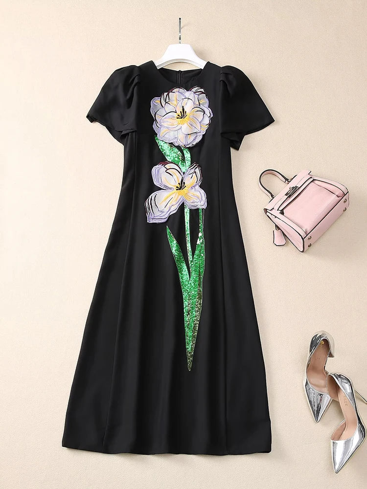 DRESS STYLE - SY1831-Midi Dress-onlinemarkat-XS - US 2-Black-onlinemarkat