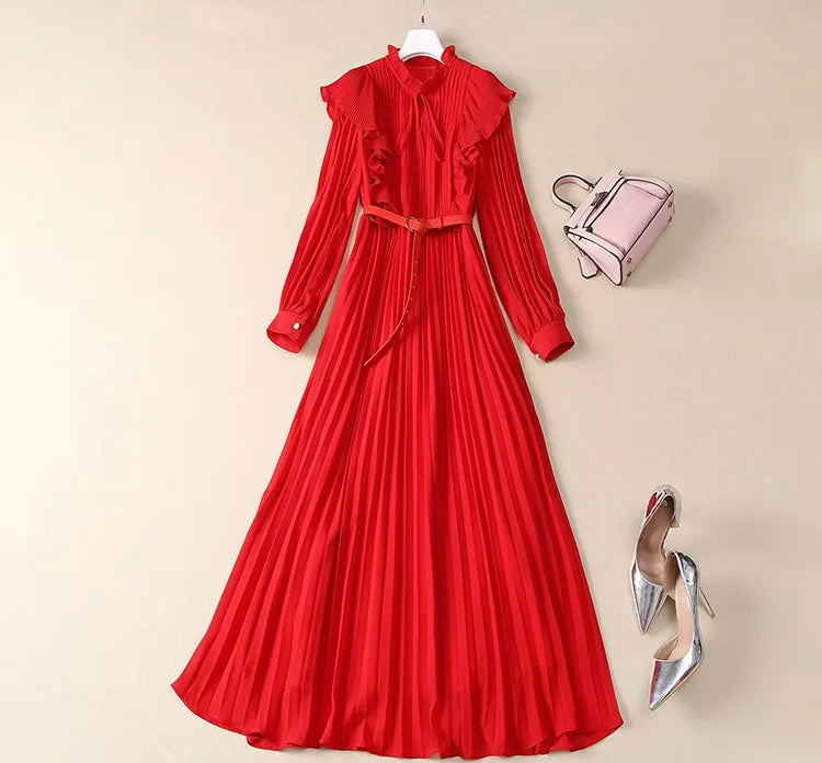 DRESS STYLE - SY1337-Midi Dress-onlinemarkat-Red-XS - US 2-onlinemarkat