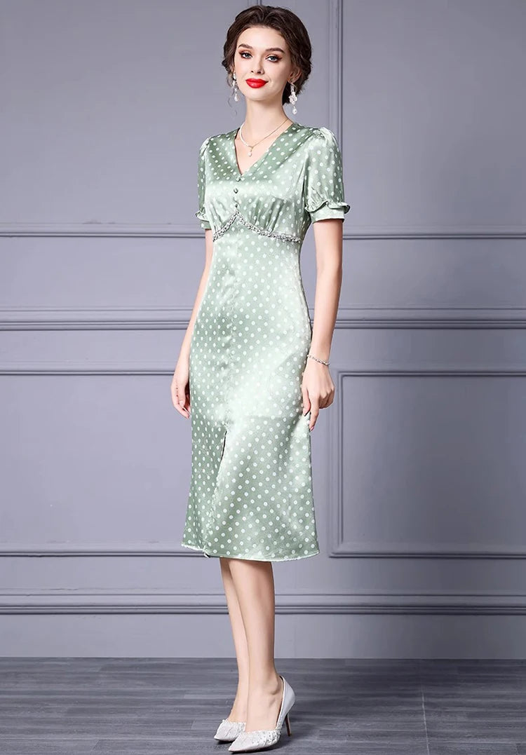 DRESS STYLE - SY1257-Midi Dress-onlinemarkat-green-XS - US 2-onlinemarkat