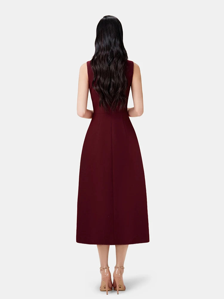 DRESS STYLE - SY1380-Midi Dress-onlinemarkat-Red-XS - US 2-onlinemarkat