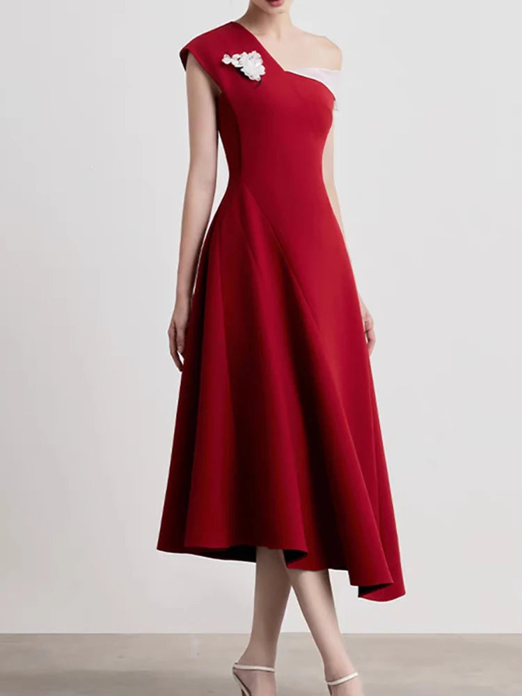 DRESS STYLE - SY1379-Midi Dress-onlinemarkat-Red-XS - US 2-onlinemarkat