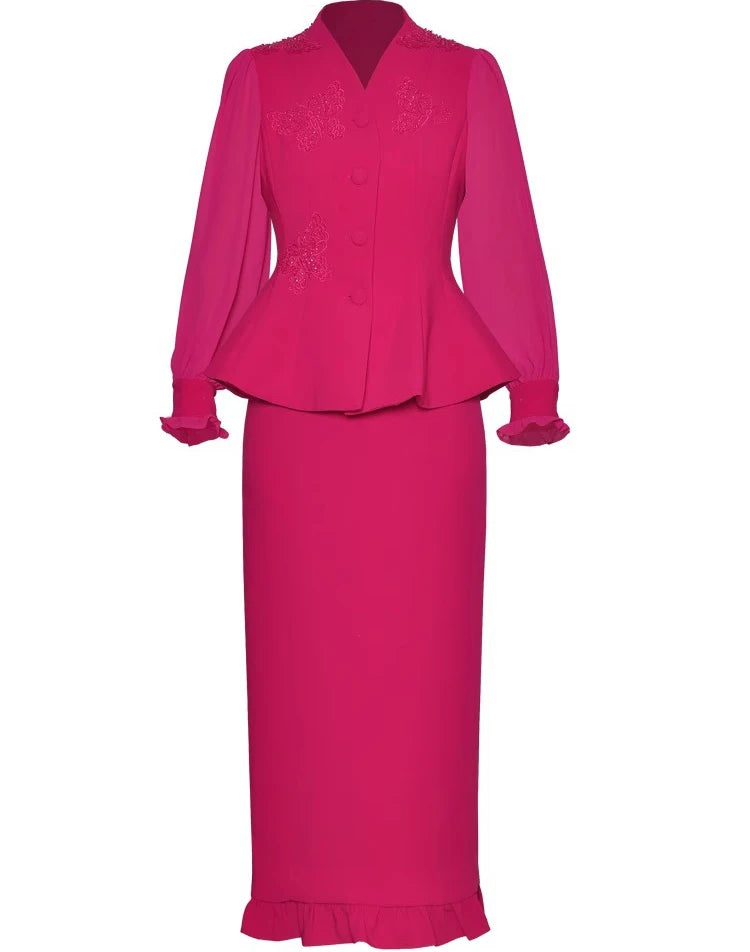 SUIT STYLE - SY1718-Suits and Sets-onlinemarkat-Fuchsia-XL - US 10-onlinemarkat