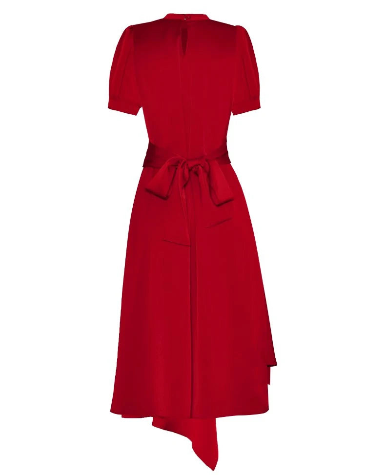 DRESS STYLE - SY1012-Midi Dress-onlinemarkat-Red-S - US 4-onlinemarkat