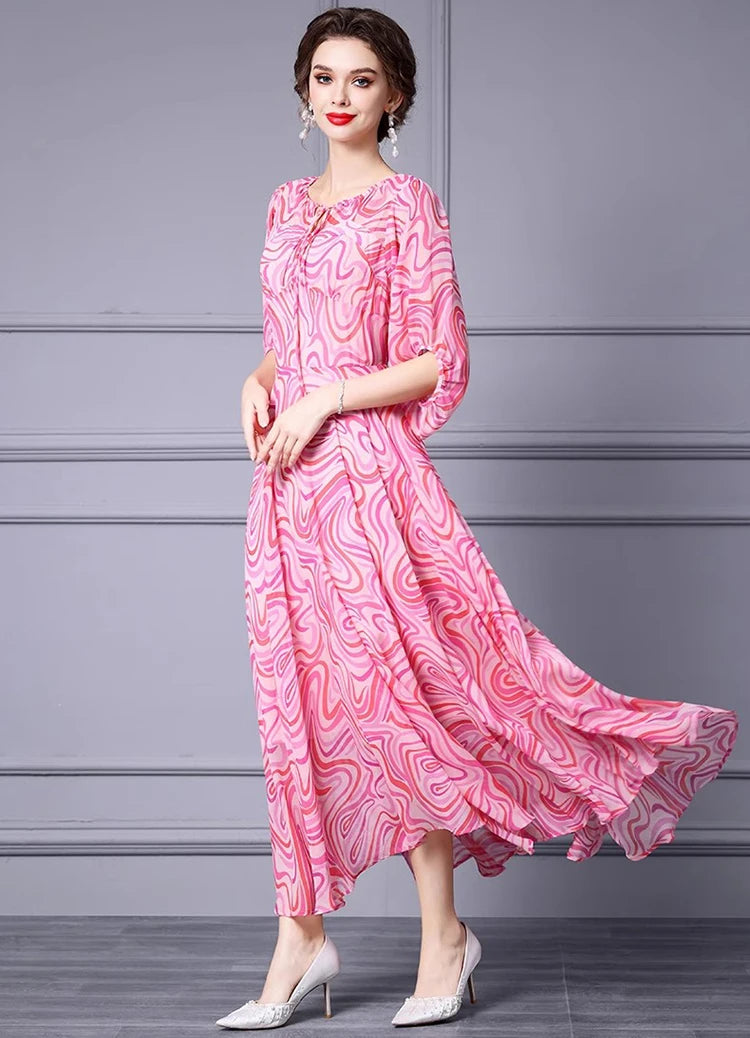 DRESS STYLE - SY1251-Midi Dress-onlinemarkat-Pink-XS - US 2-onlinemarkat